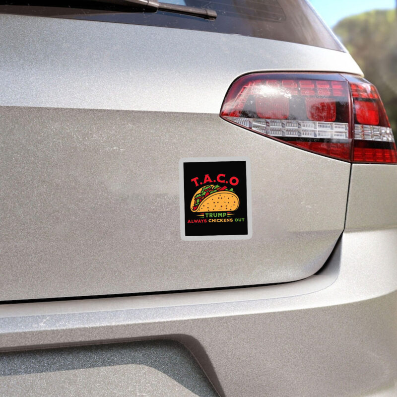 Funny Political Satire Clipart, TACO Trump Always Chickens Out Sticker